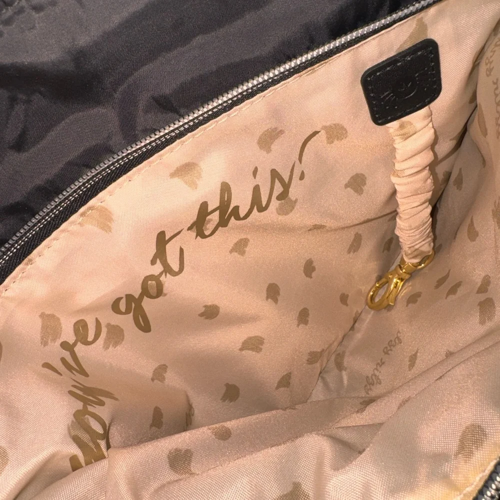Itzy Ritzy Black Quilted Bag with Gold Accents